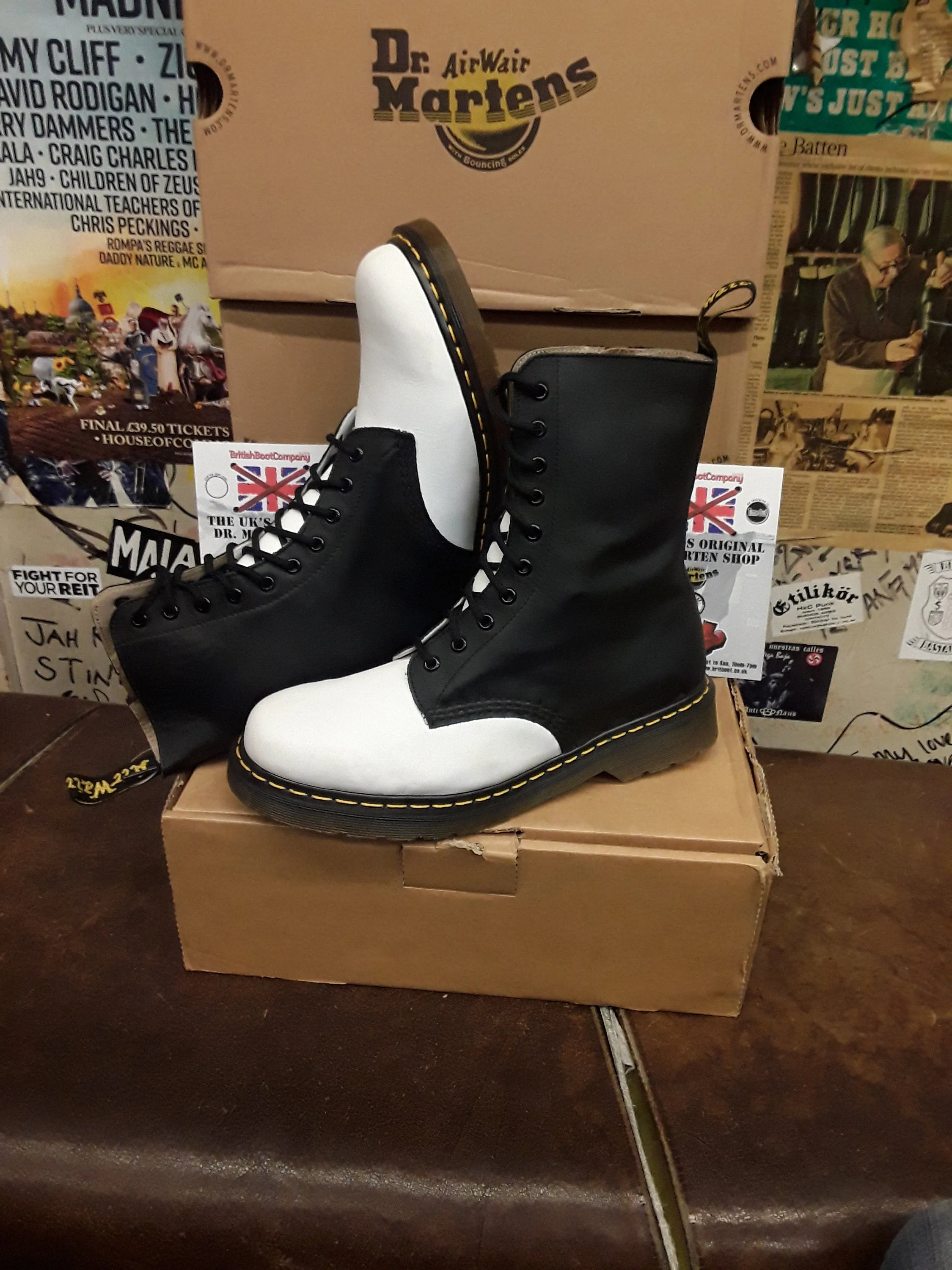 DrMartensYoji10HoleLimitedEditionBlackandWhiteSize8ZipBoot