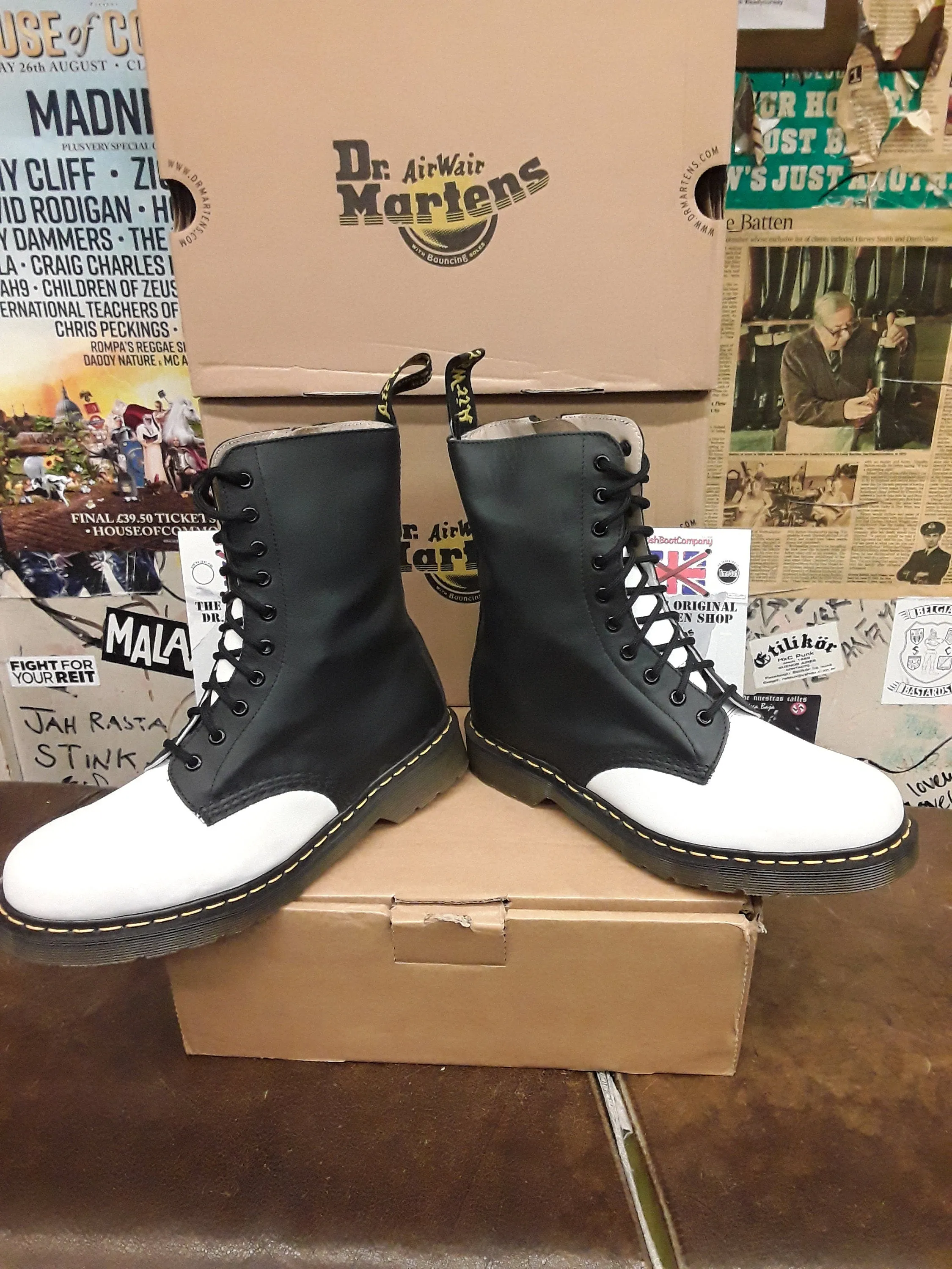 DrMartensYoji10HoleLimitedEditionBlackandWhiteSize8ZipBoot