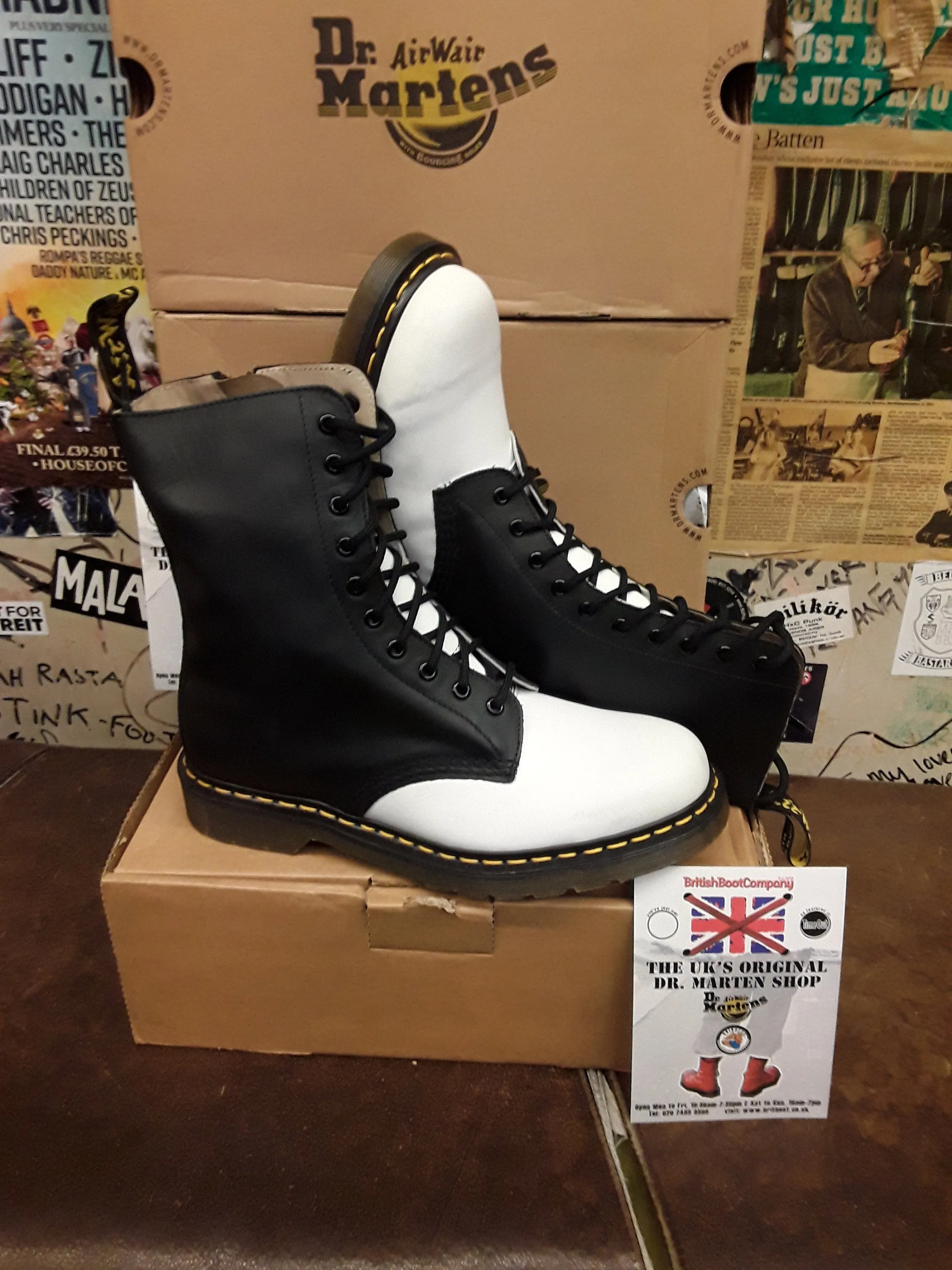 DrMartensYoji10HoleLimitedEditionBlackandWhiteSize8ZipBoot