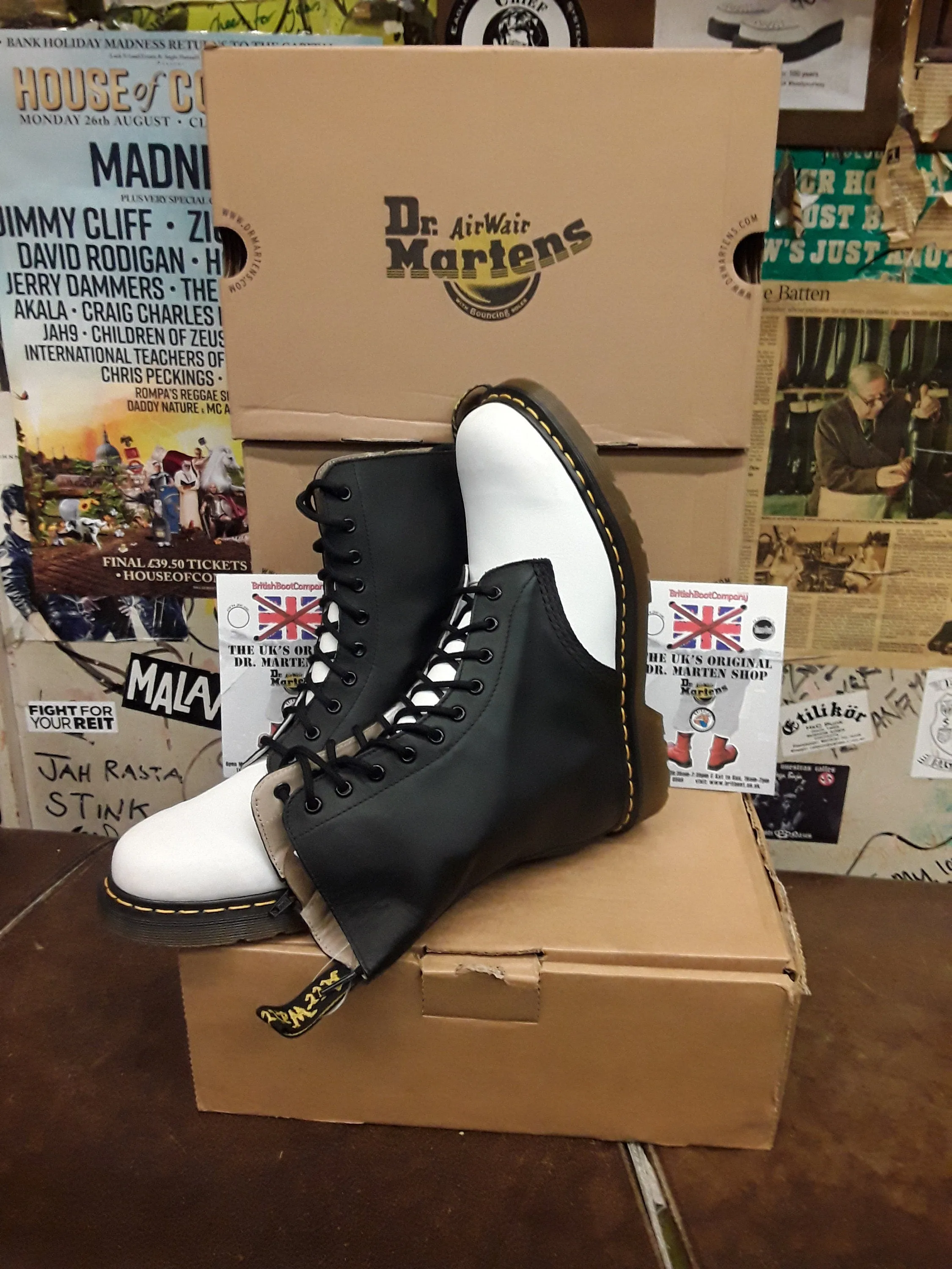 DrMartensYoji10HoleLimitedEditionBlackandWhiteSize8ZipBoot