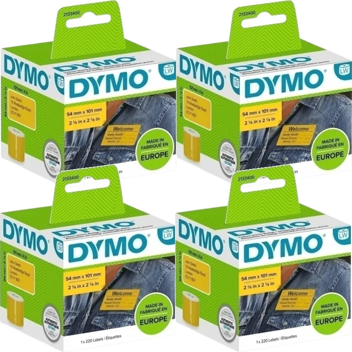 Dymo 99014 Yellow 2133400 Labelwriter Standard Shipping Labels 54x101mm Pack 4