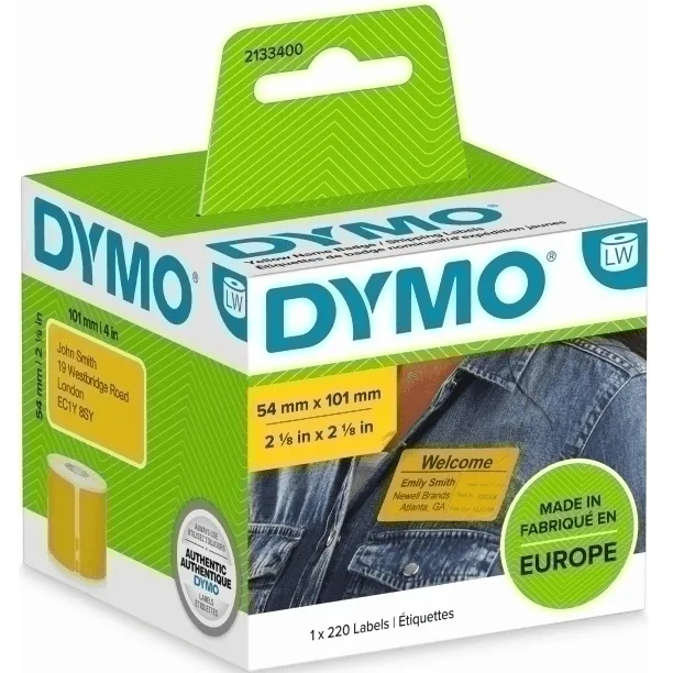 Dymo 99014 Yellow 2133400 Labelwriter Standard Shipping Labels 54x101mm Pack 4