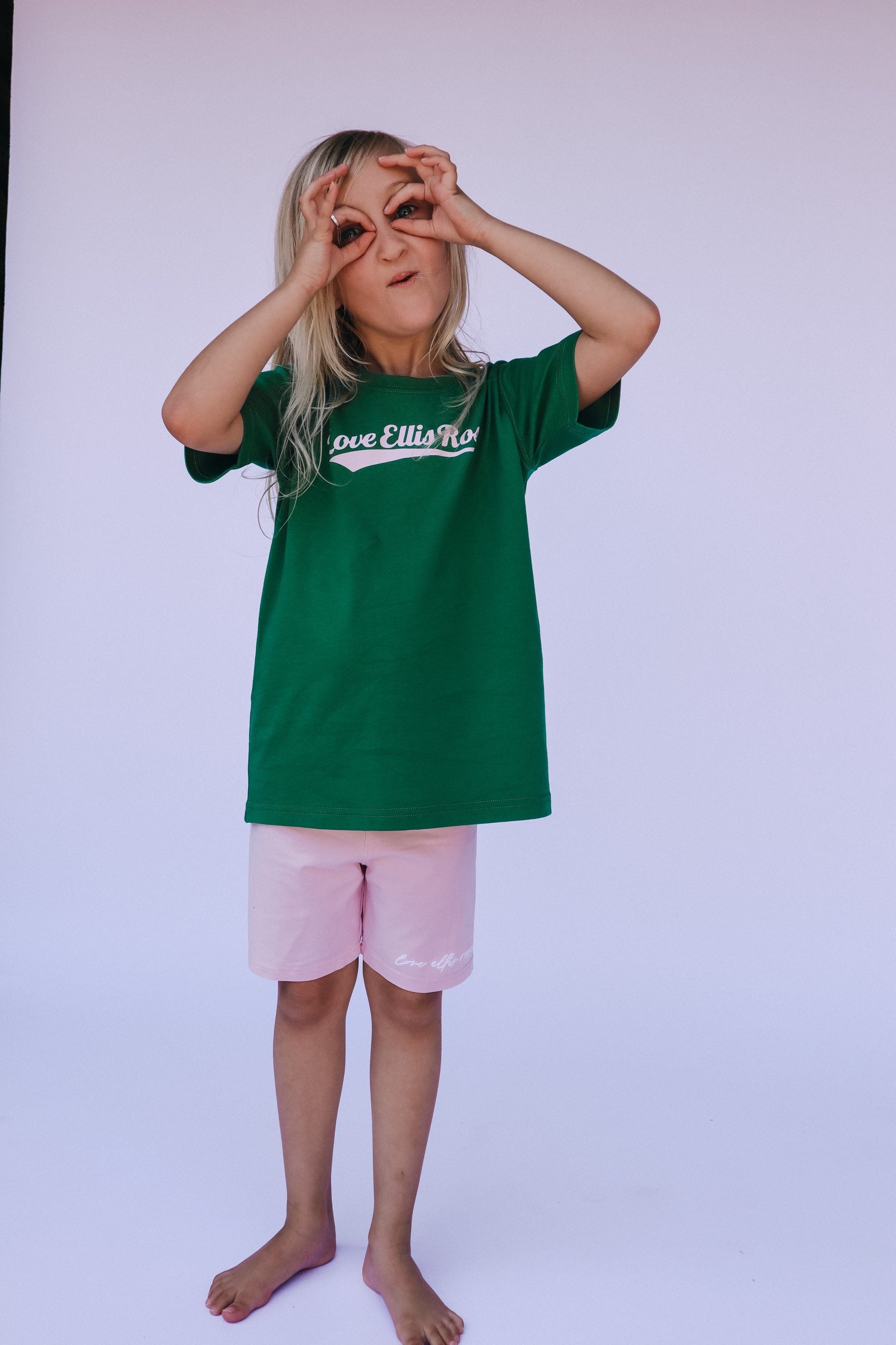 Ellis Rose Graphic Kids Tee - Green Pink - Buy now.