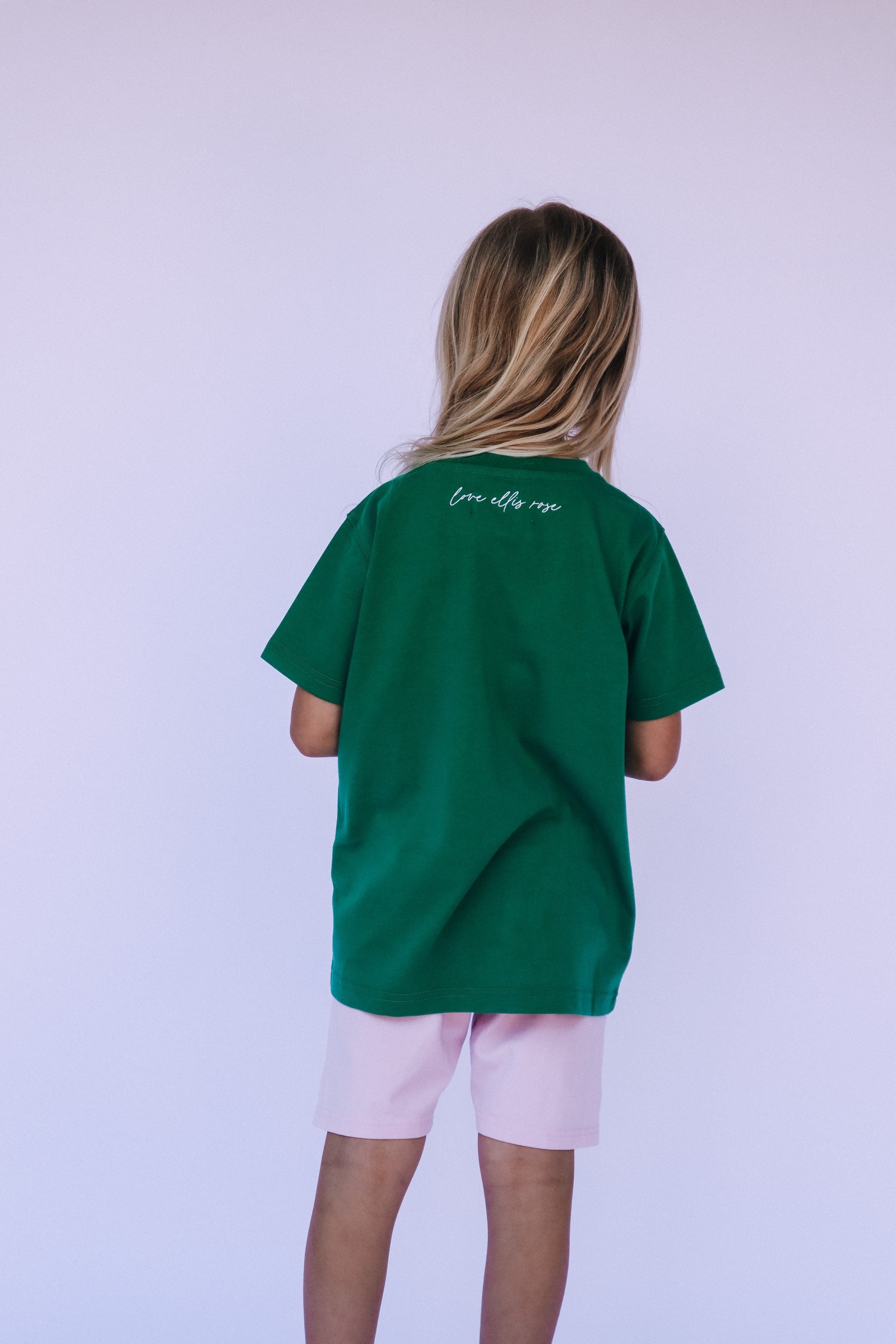 Ellis Rose Graphic Kids Tee - Green Pink - Buy now.