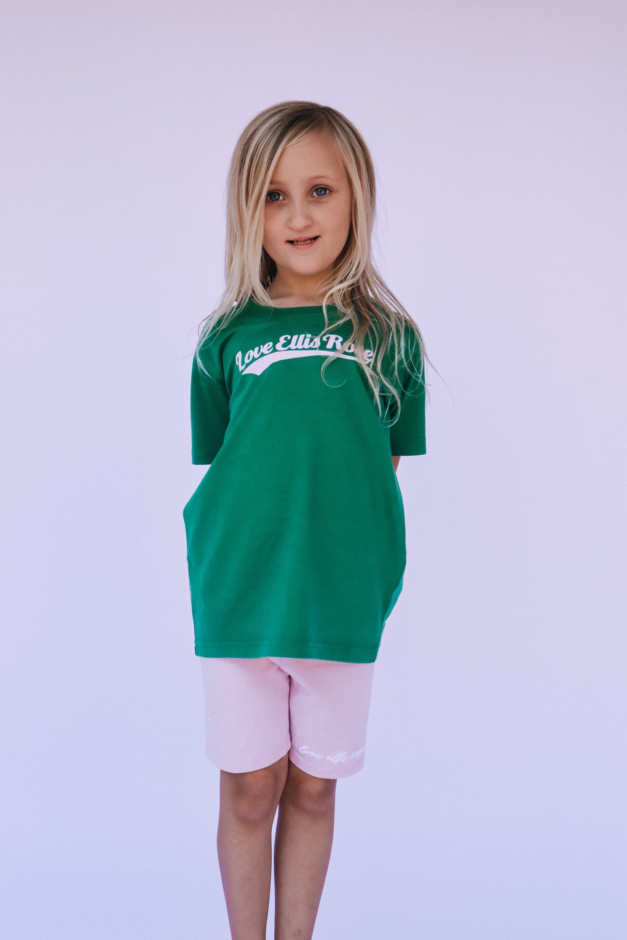 Ellis Rose Graphic Kids Tee - Green Pink - Buy now.