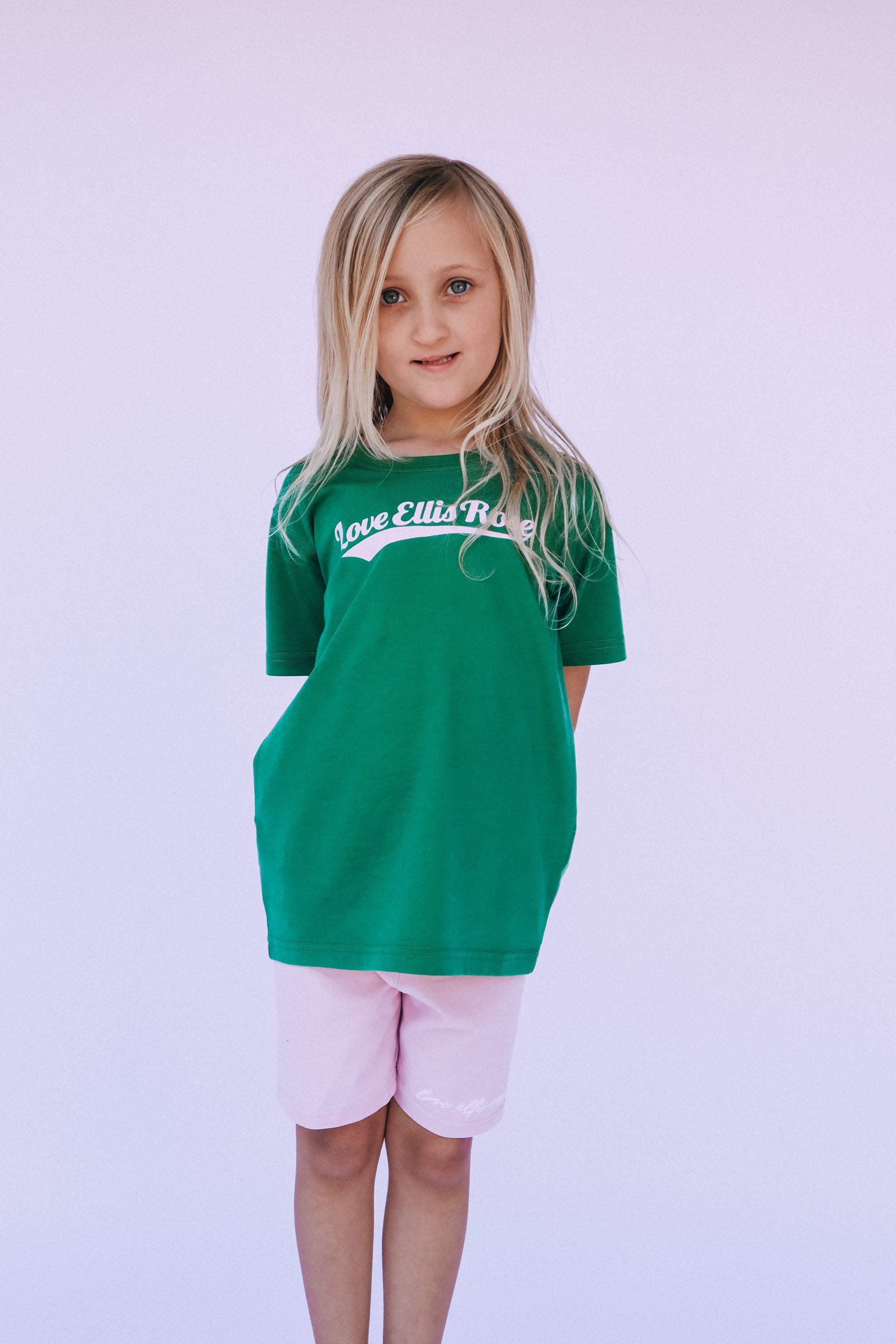 Ellis Rose Graphic Kids Tee - Green Pink - Buy now.