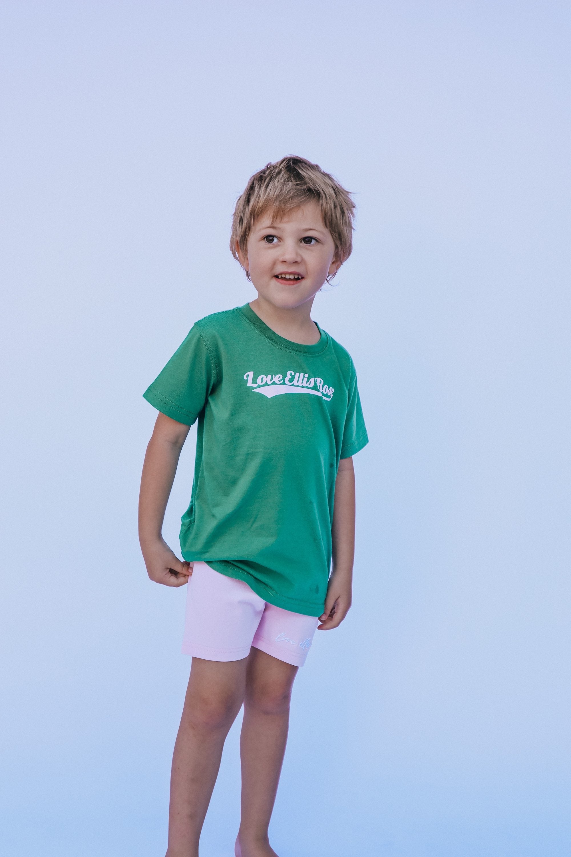 Ellis Rose Graphic Kids Tee - Green Pink - Buy now.