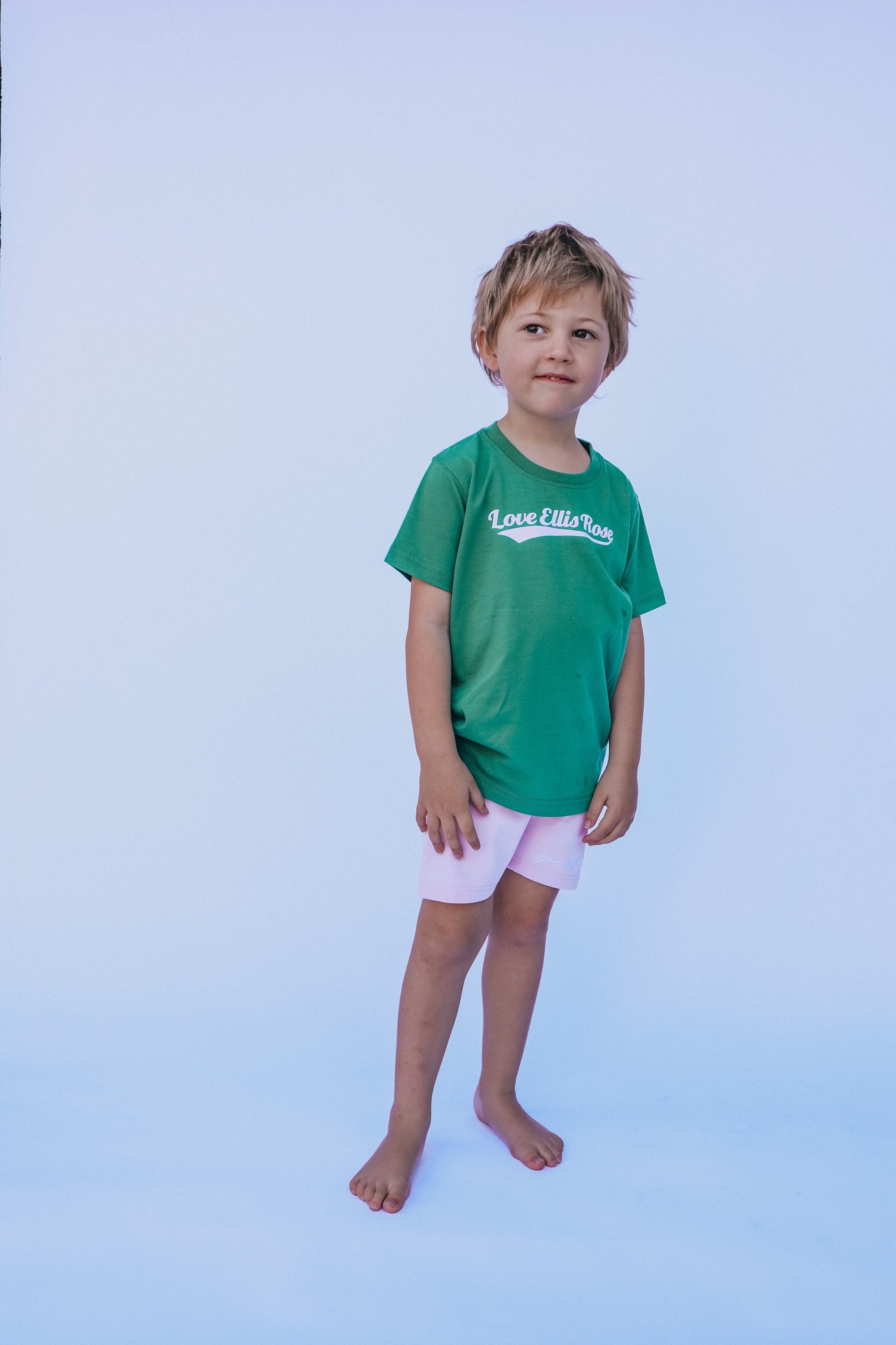 Ellis Rose Graphic Kids Tee - Green Pink - Buy now.