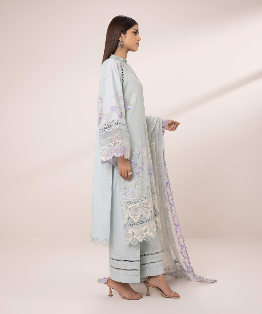 Embroidered Cambric Suit - 3 Piece