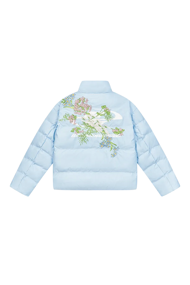 Embroidered Floral Logo Puffer Jacket