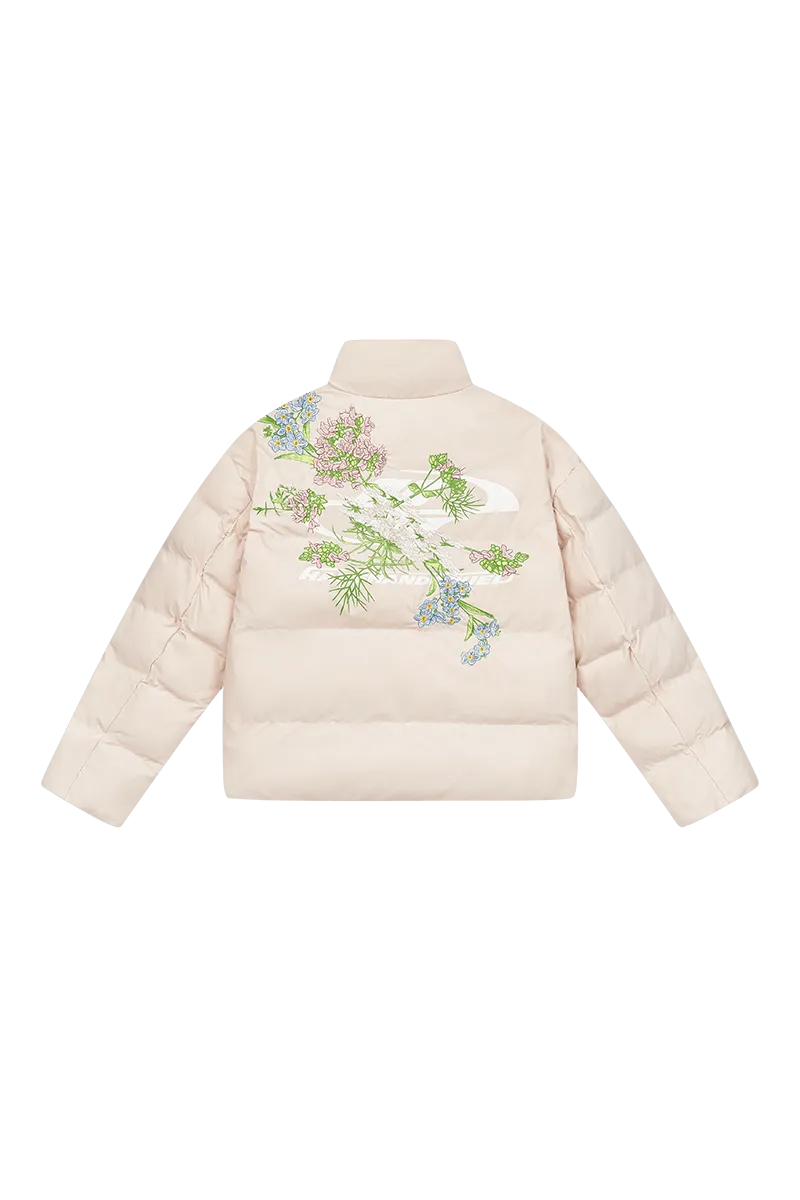 Embroidered Floral Logo Puffer Jacket