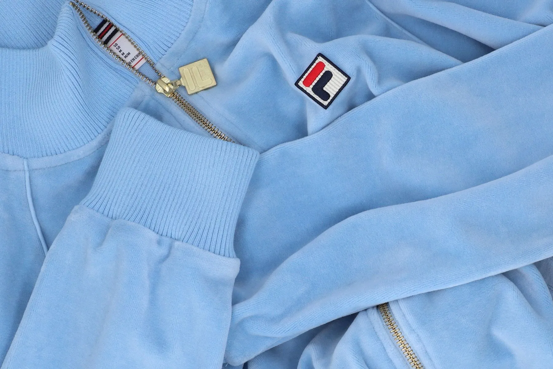 Fila Eddie Velour Ribbed Track Jacket Blue Bell