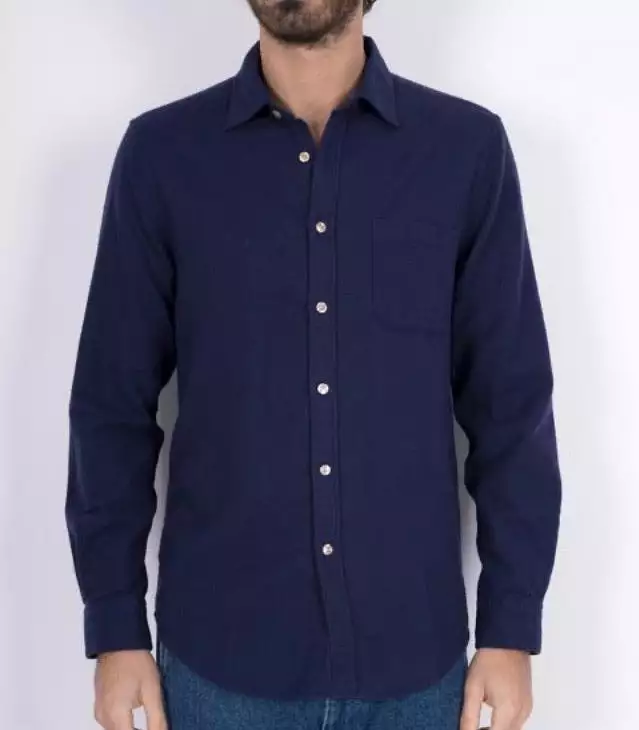 Flannel shirt in navy color - Teca Portuguese fabric