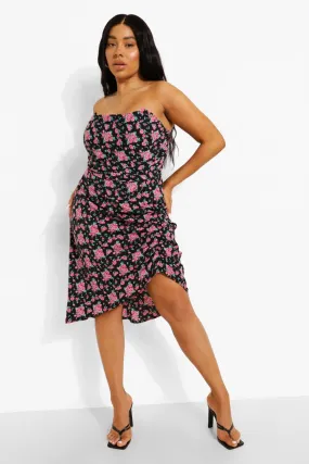 Floral Corset Bandeau Midi Dress Plus Size