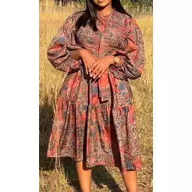 Floral long sleeve vintage dress