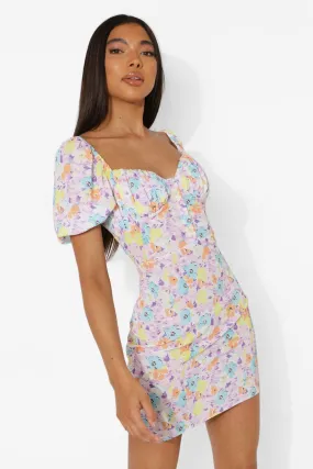 Floral Mini Dress with Corset Tall Size