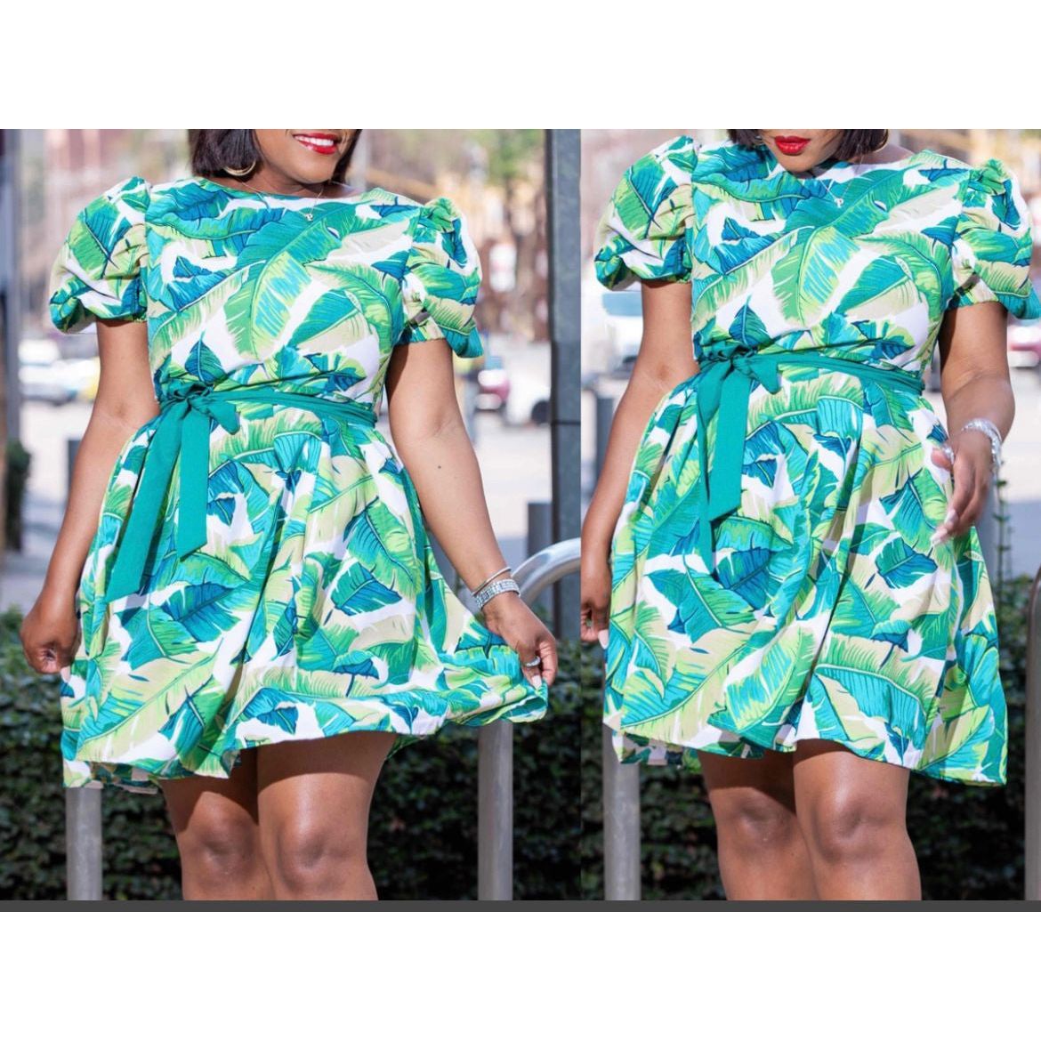 Flower Print Round Neck Dress