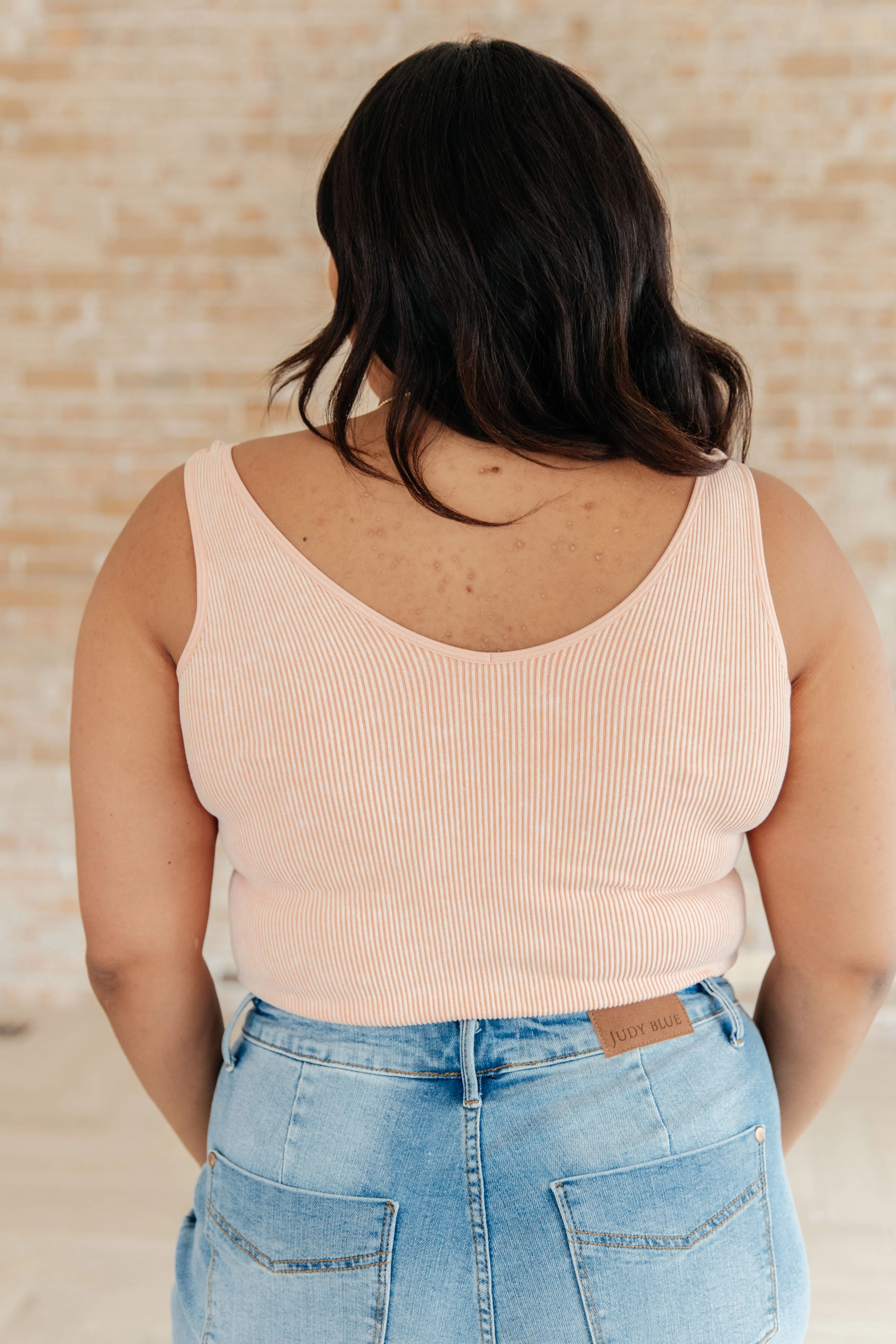 Peach Ribbed Tank Top - Reversible Seamless Basics