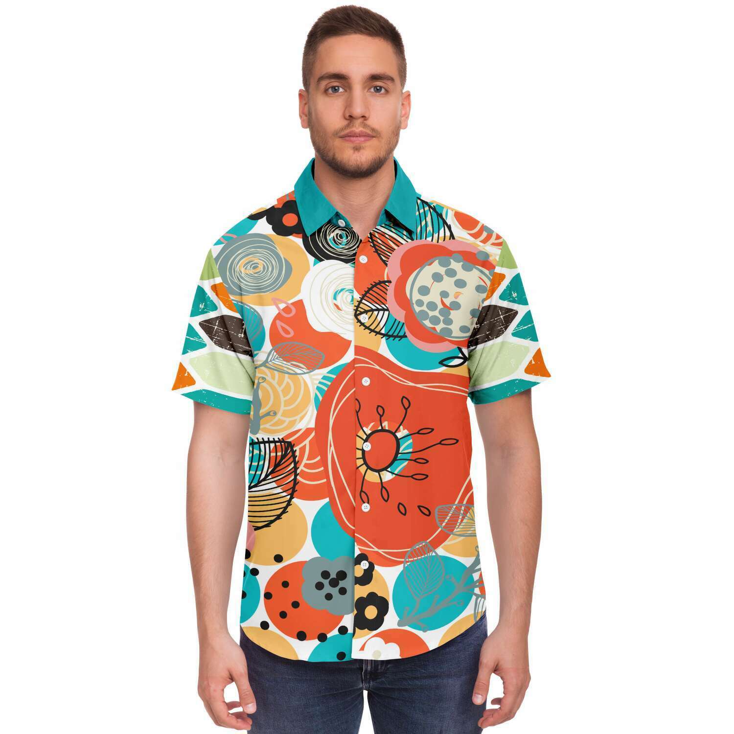 Geo Life Short Sleeve Button Down Shirt