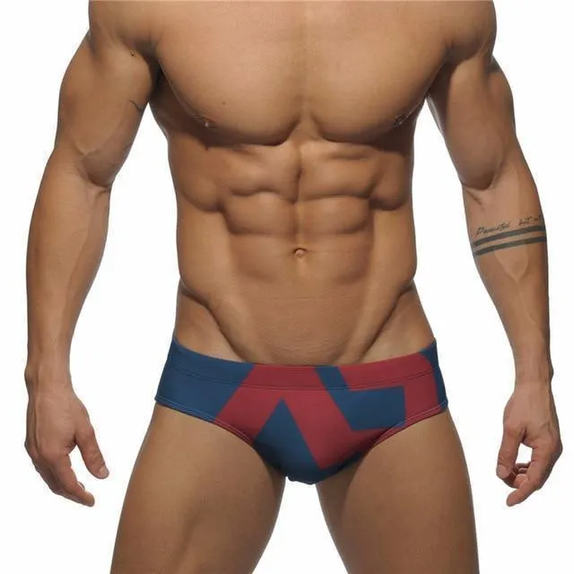 Patchwork Geometric Swim Briefs