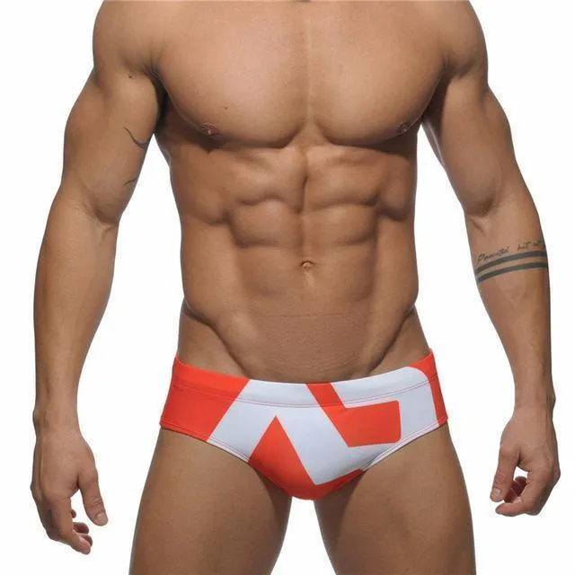 Patchwork Geometric Swim Briefs