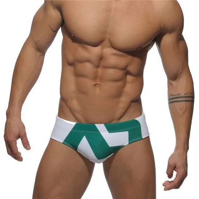 Patchwork Geometric Swim Briefs