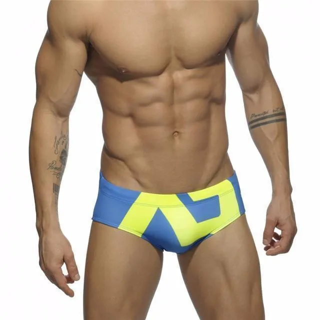 Patchwork Geometric Swim Briefs