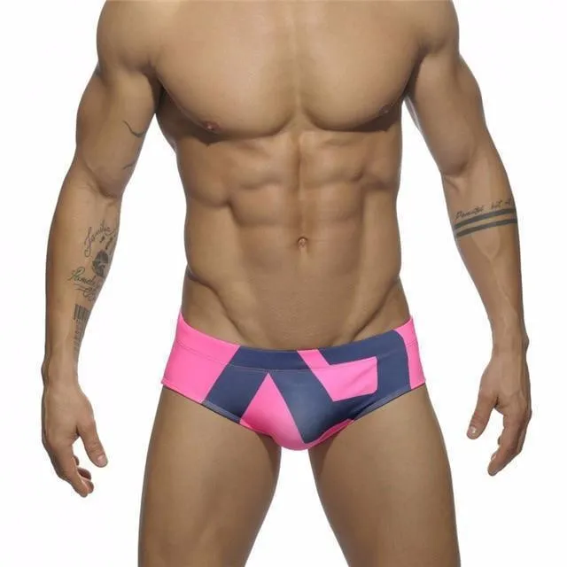 Patchwork Geometric Swim Briefs