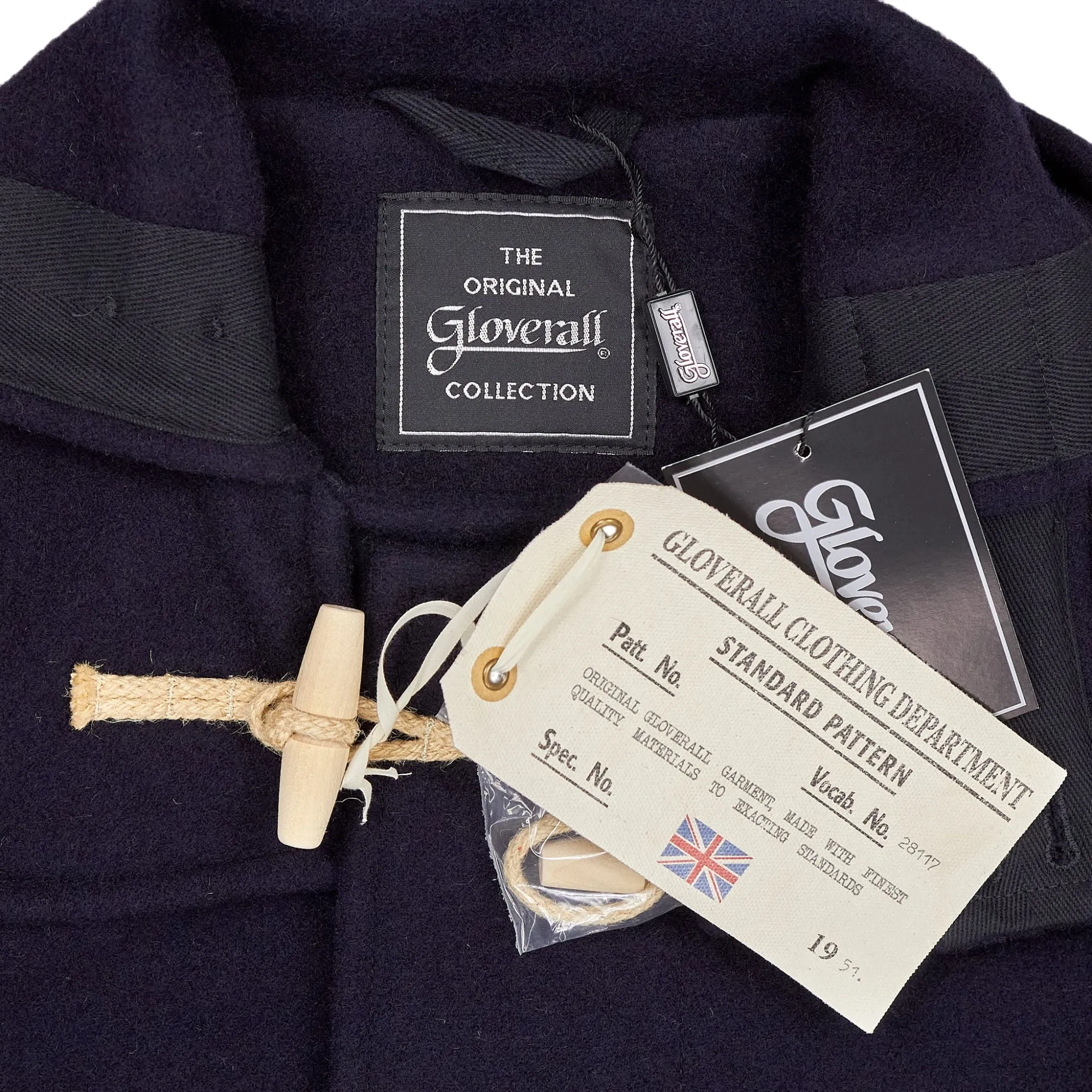 Gloverall Navy Monty Duffle Coat Wool