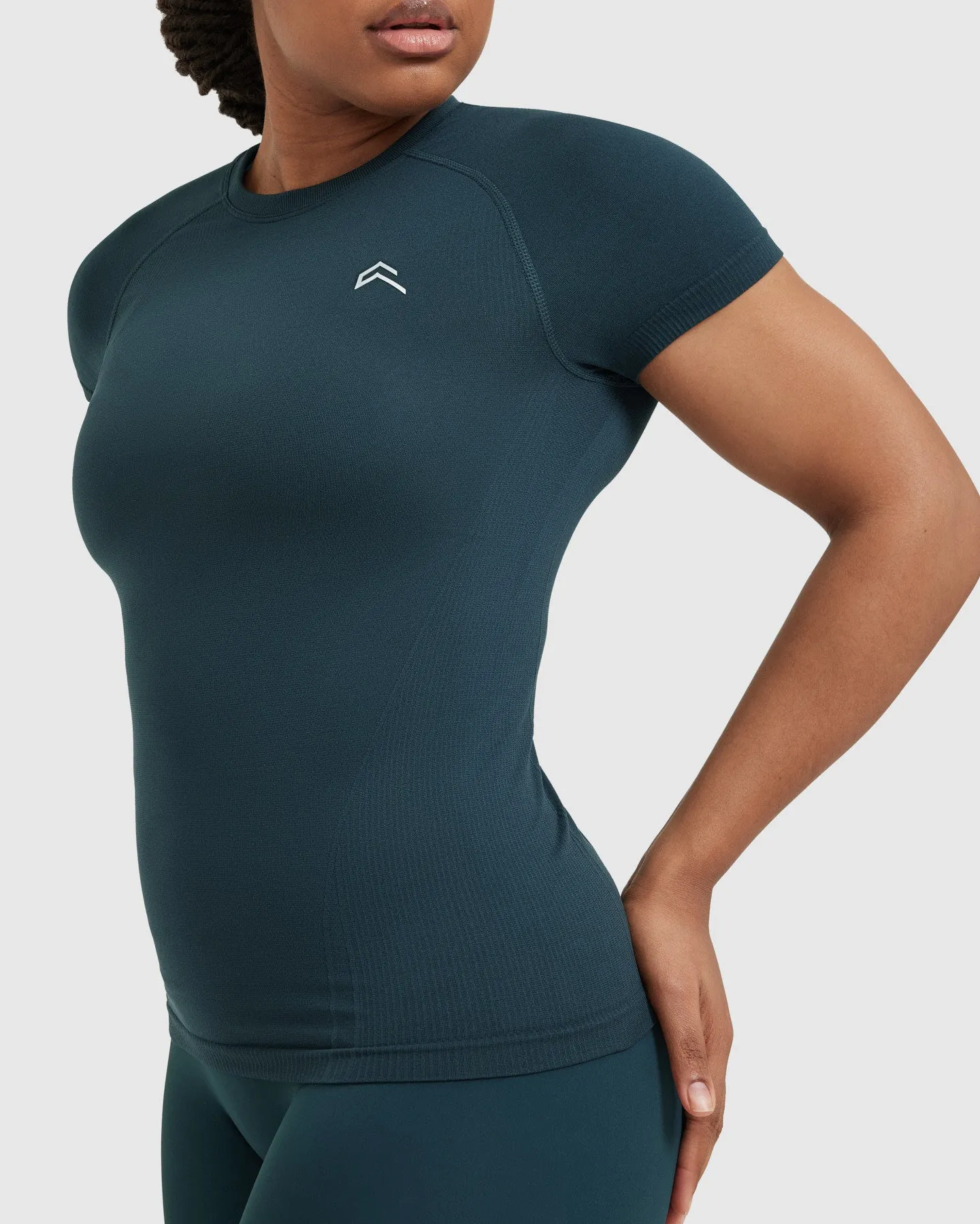 Seamless Fitted Top in Oil Blue