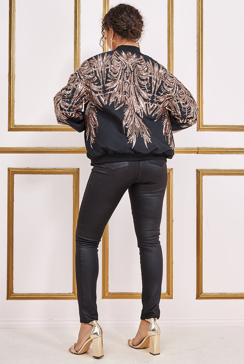 Goddiva sequin bomber jacket