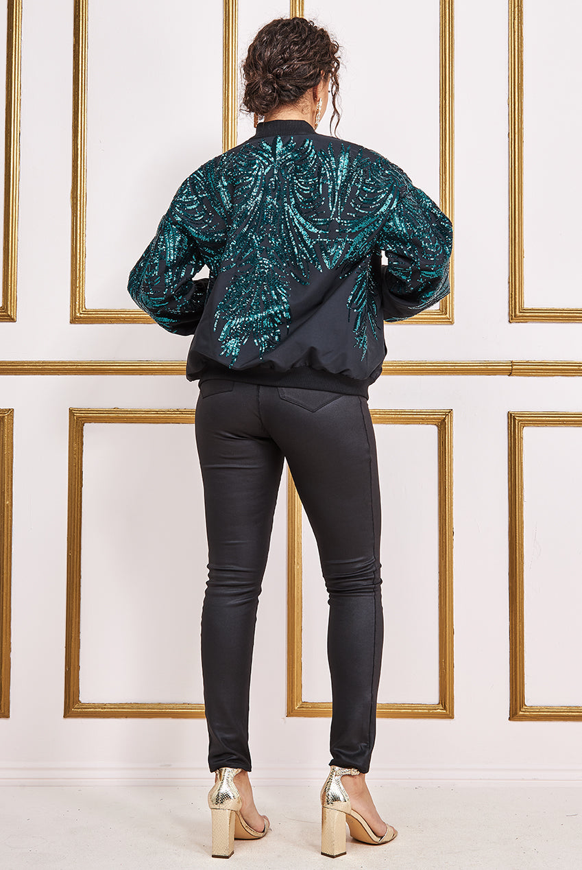 Goddiva sequin bomber jacket