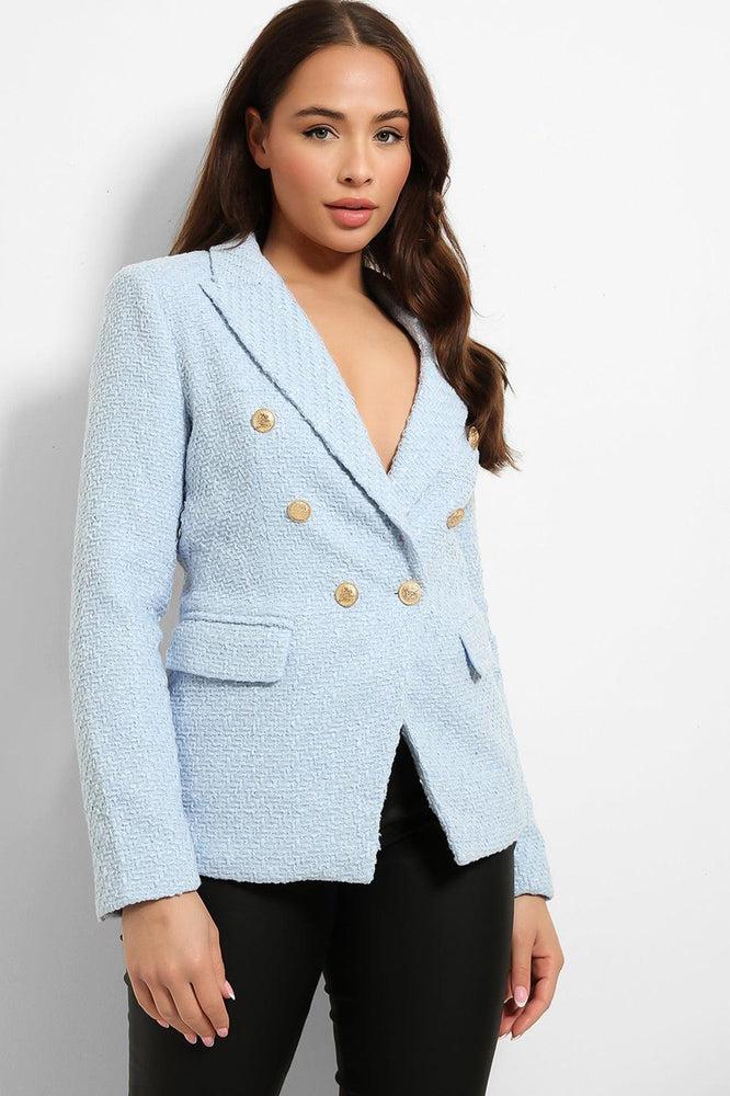 Gold Military Buttons Double Breasted Blazer Boucle - Best Price, Trendy Style - Free Shipping!