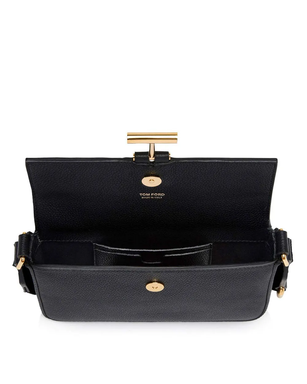 Grain Leather Tara Mini Bag on Strap in Black