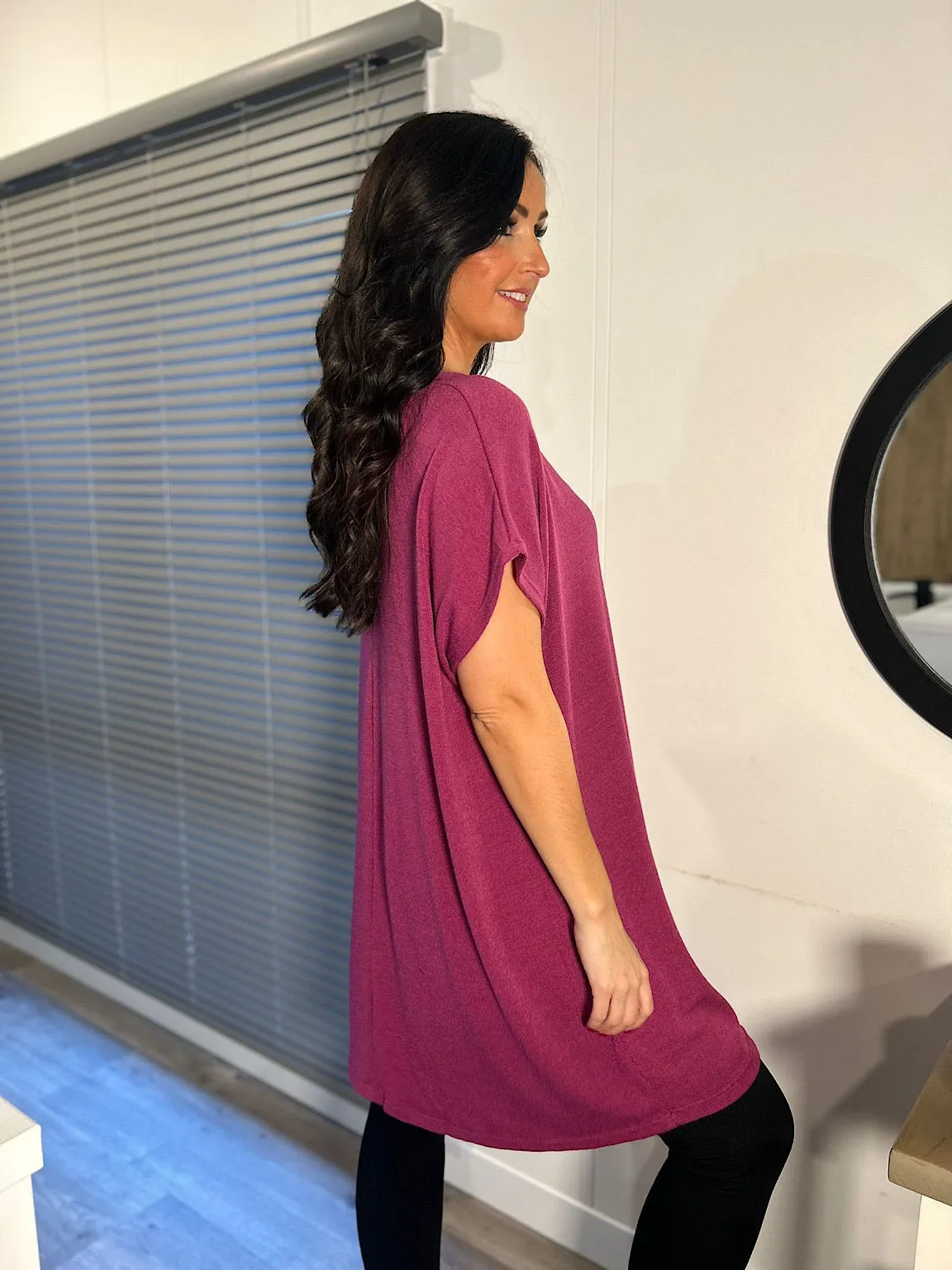 Grape Shimmer V Neck Tunic - Lucy - Best Price Online - Fast Delivery