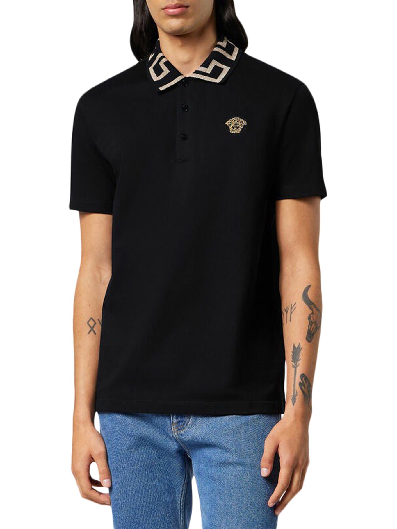 Greek embroidered polo shirt