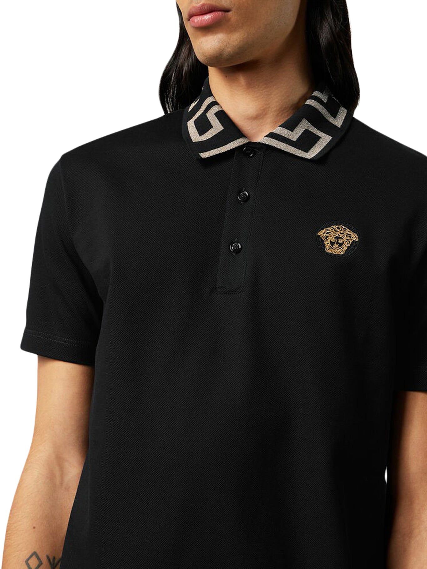 Greek embroidered polo shirt