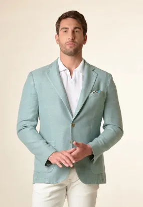 Green aqua linen-cotton custom fit jacket