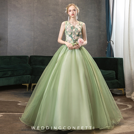 Green Tulle Sleeveless Gown | Zelene - Shop Now