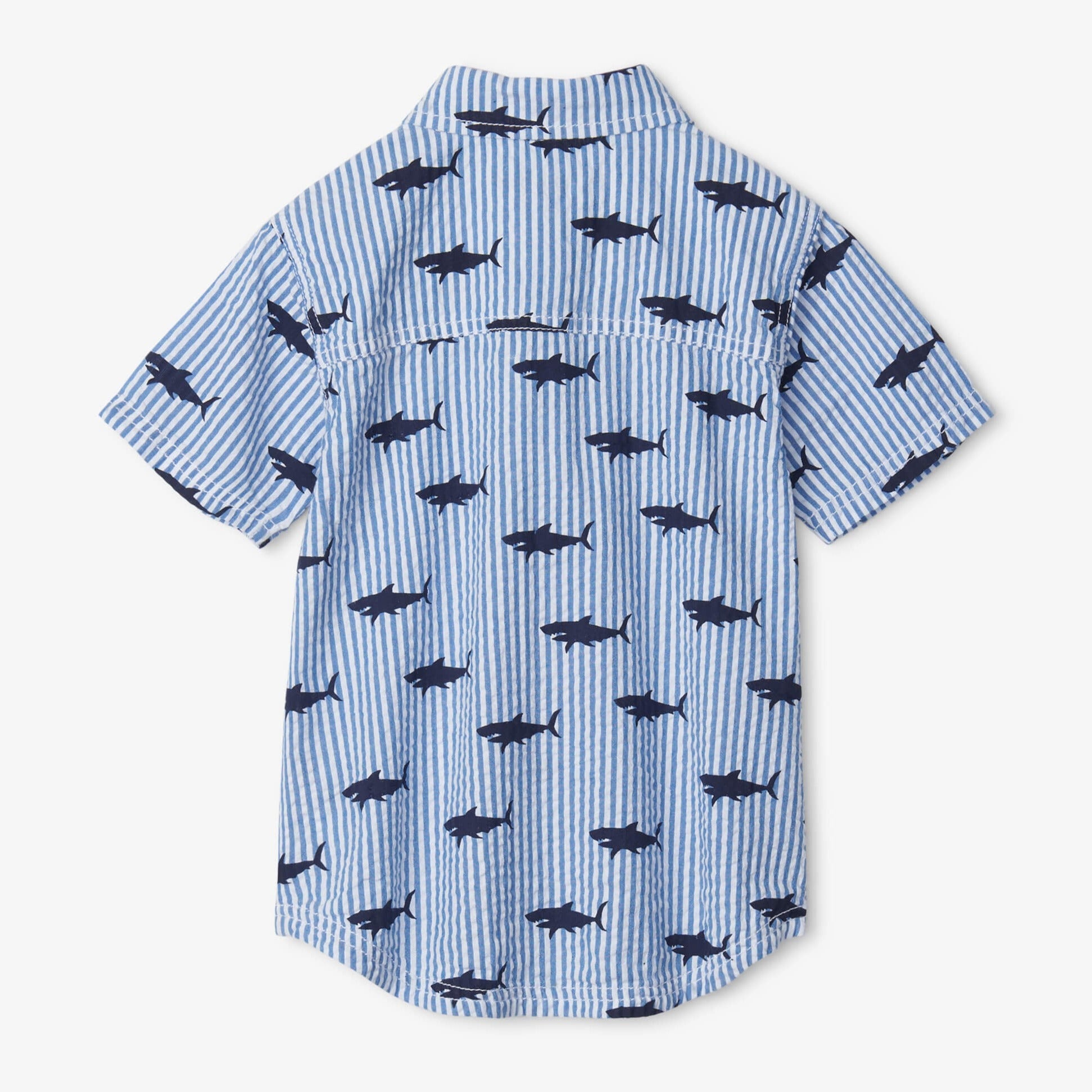 Hatley Seersucker Shark Short Sleeve Button Down Shirt