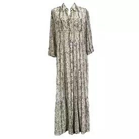 Heidi Klein Ivory Snakeskin Print Silk Maxi Dress Large