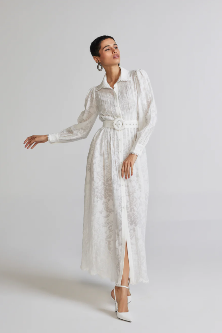 Hemant Nandita Ilara Long Shirt Dress White