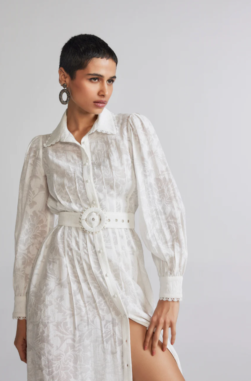 Hemant Nandita Ilara Long Shirt Dress White