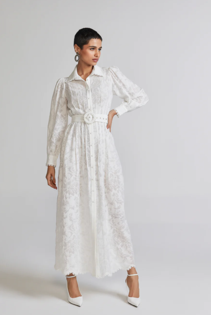 Hemant Nandita Ilara Long Shirt Dress White