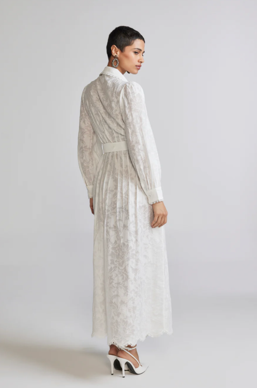 Hemant Nandita Ilara Long Shirt Dress White