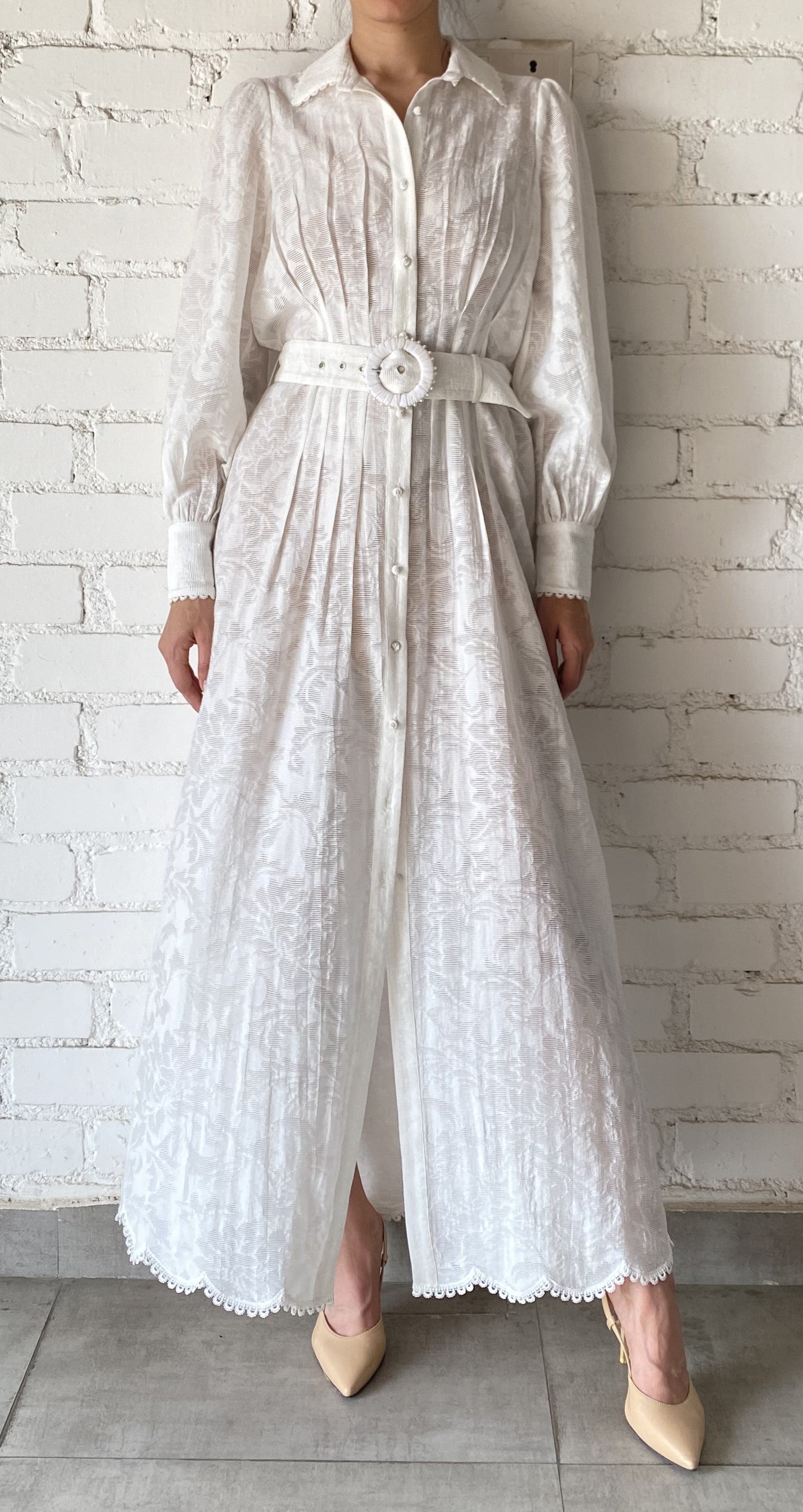 Hemant Nandita Ilara Long Shirt Dress White