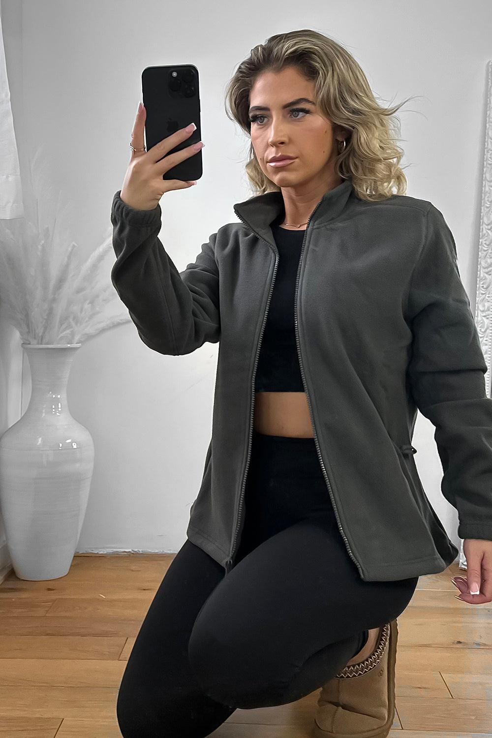 High Neck Fleece Jacket with Zip Front