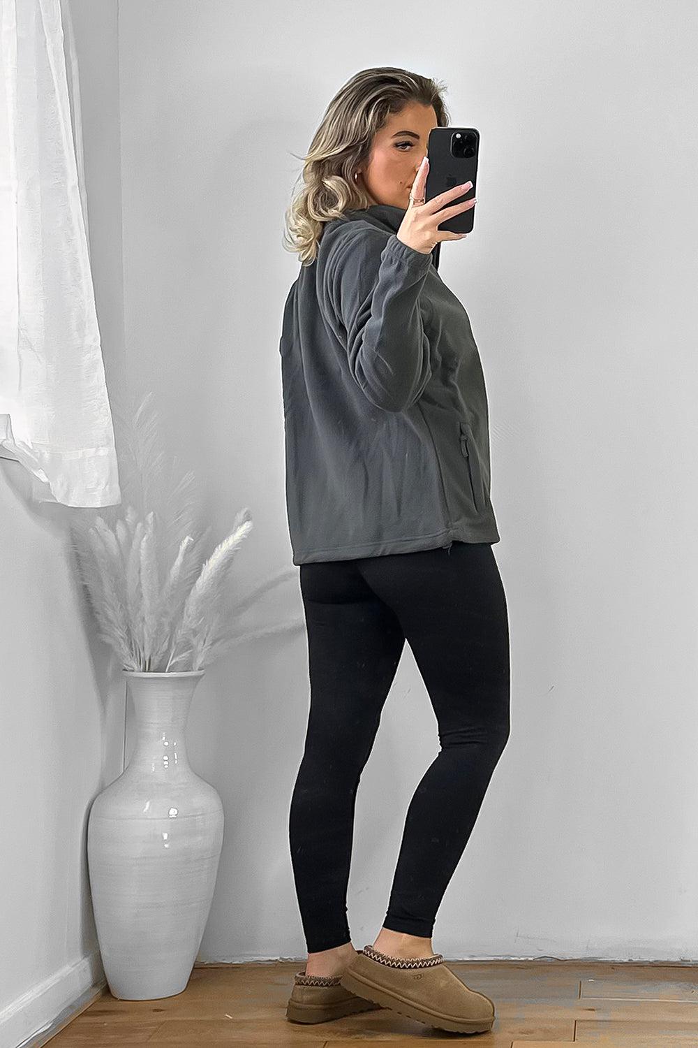 High Neck Fleece Jacket with Zip Front