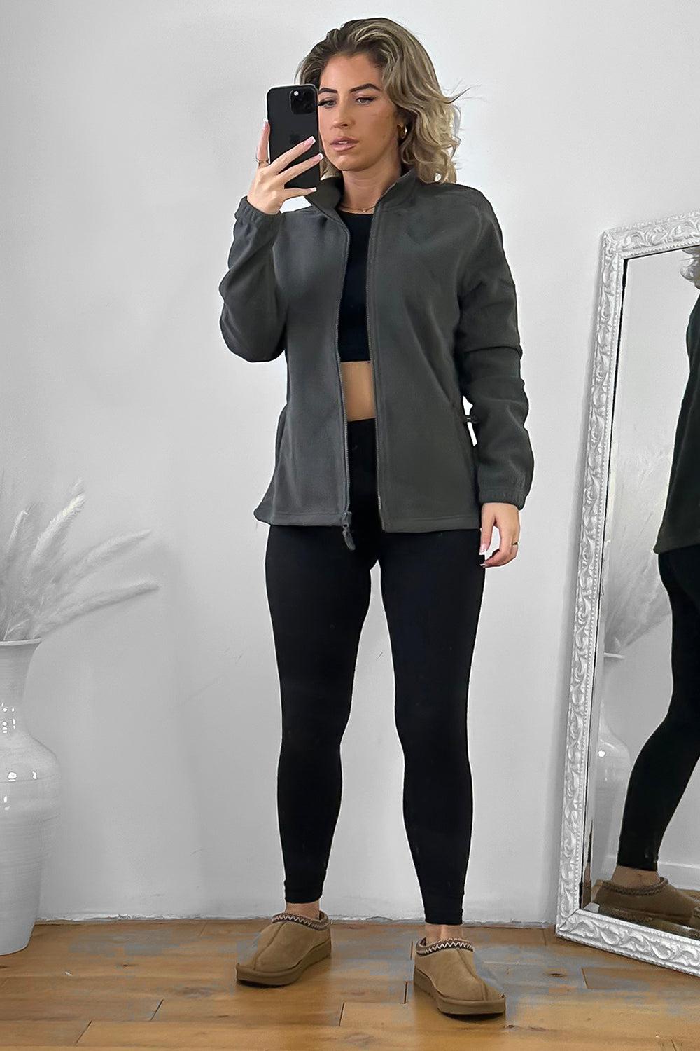 High Neck Fleece Jacket with Zip Front