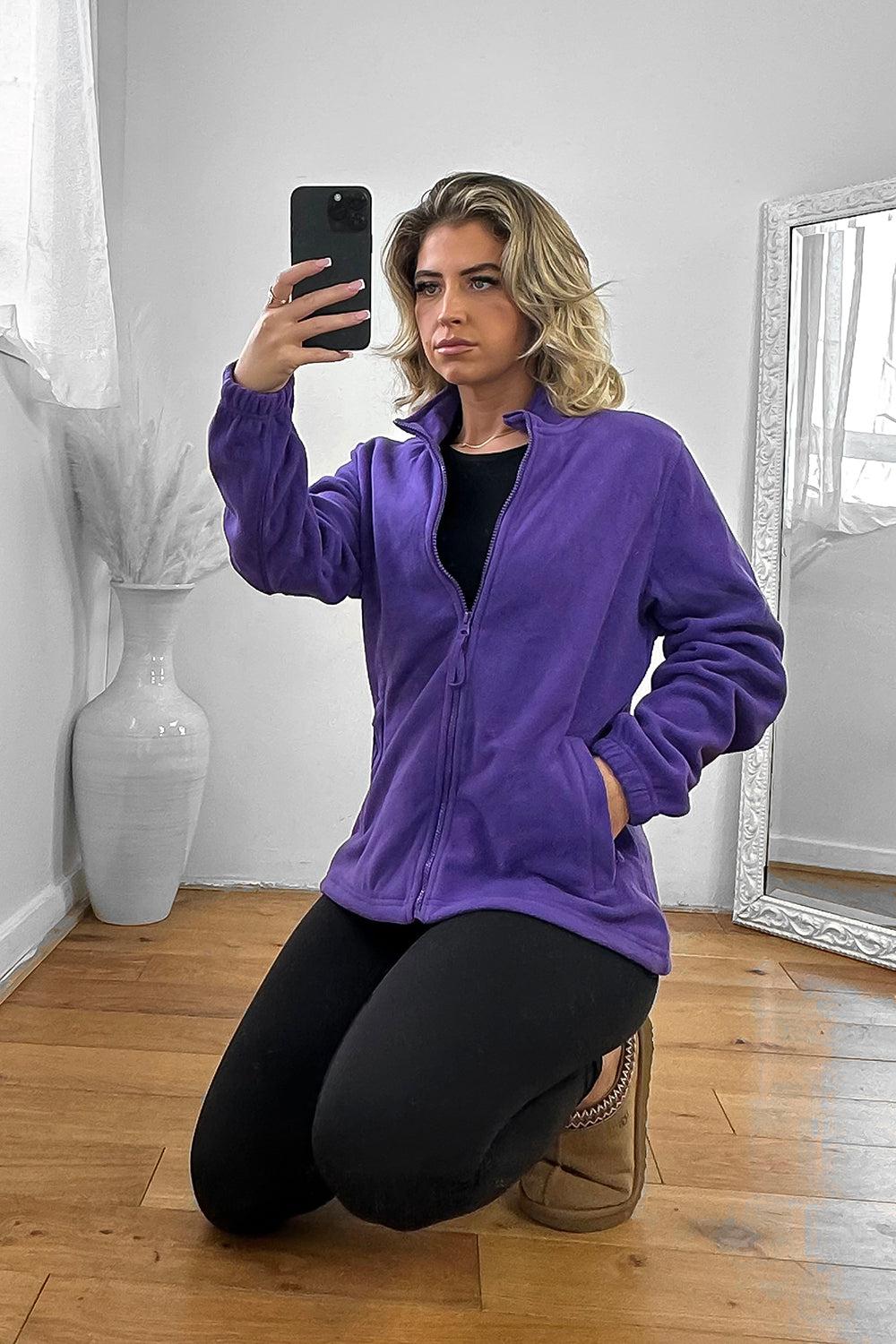 High Neck Fleece Jacket with Zip Front